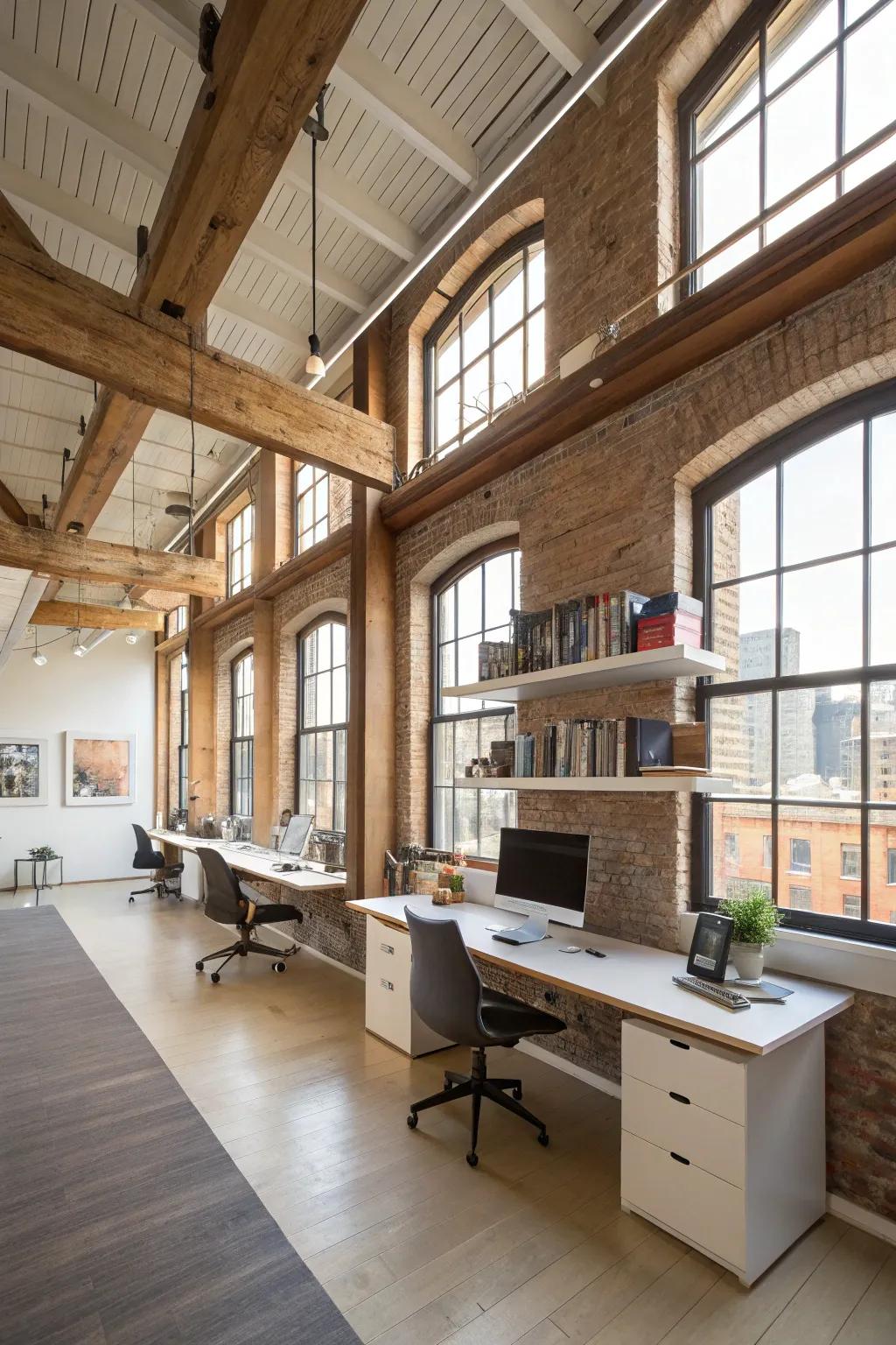 Floating furniture creating an open and minimalist loft space.