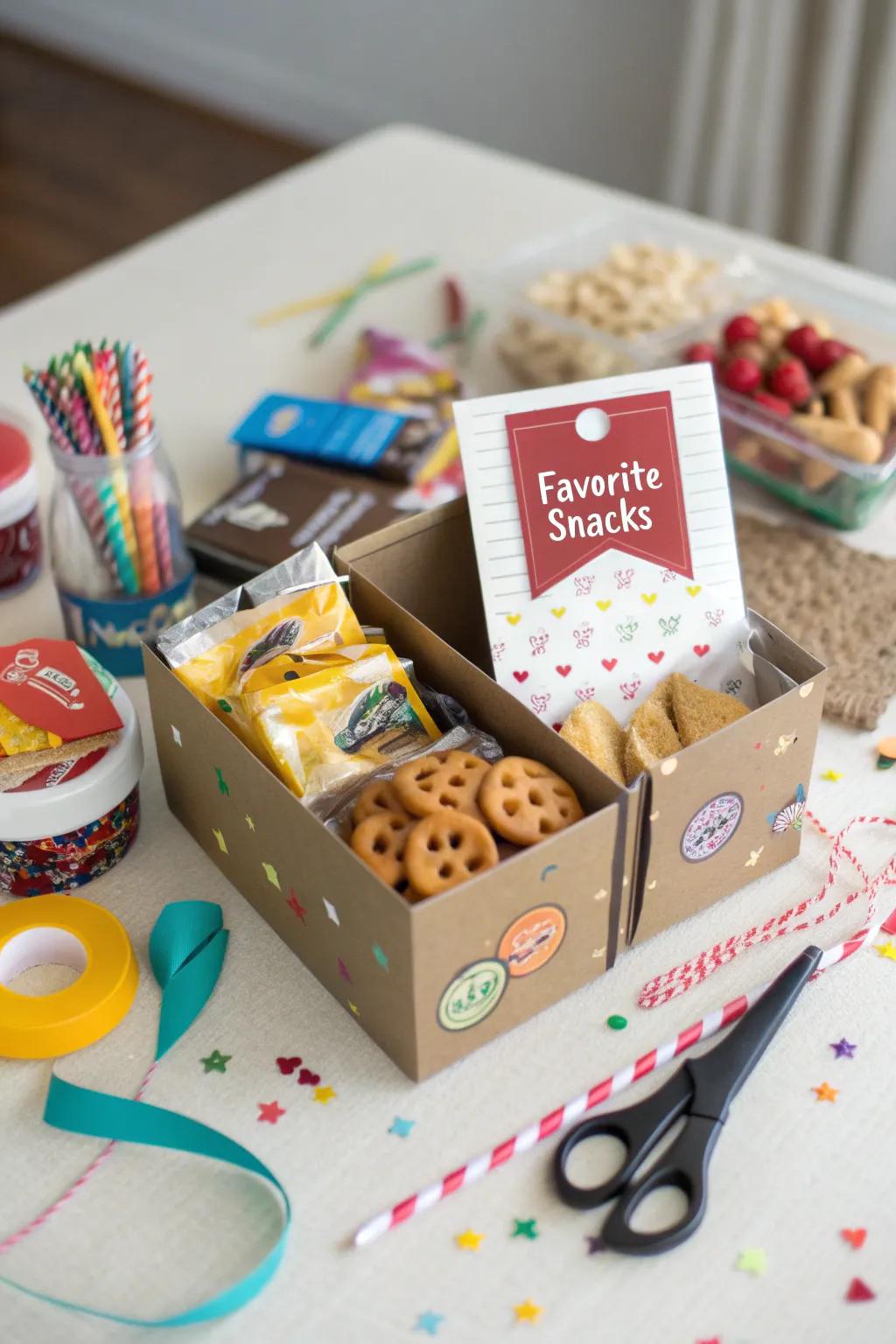 Craft a unique and personal gift with this DIY snack box idea.