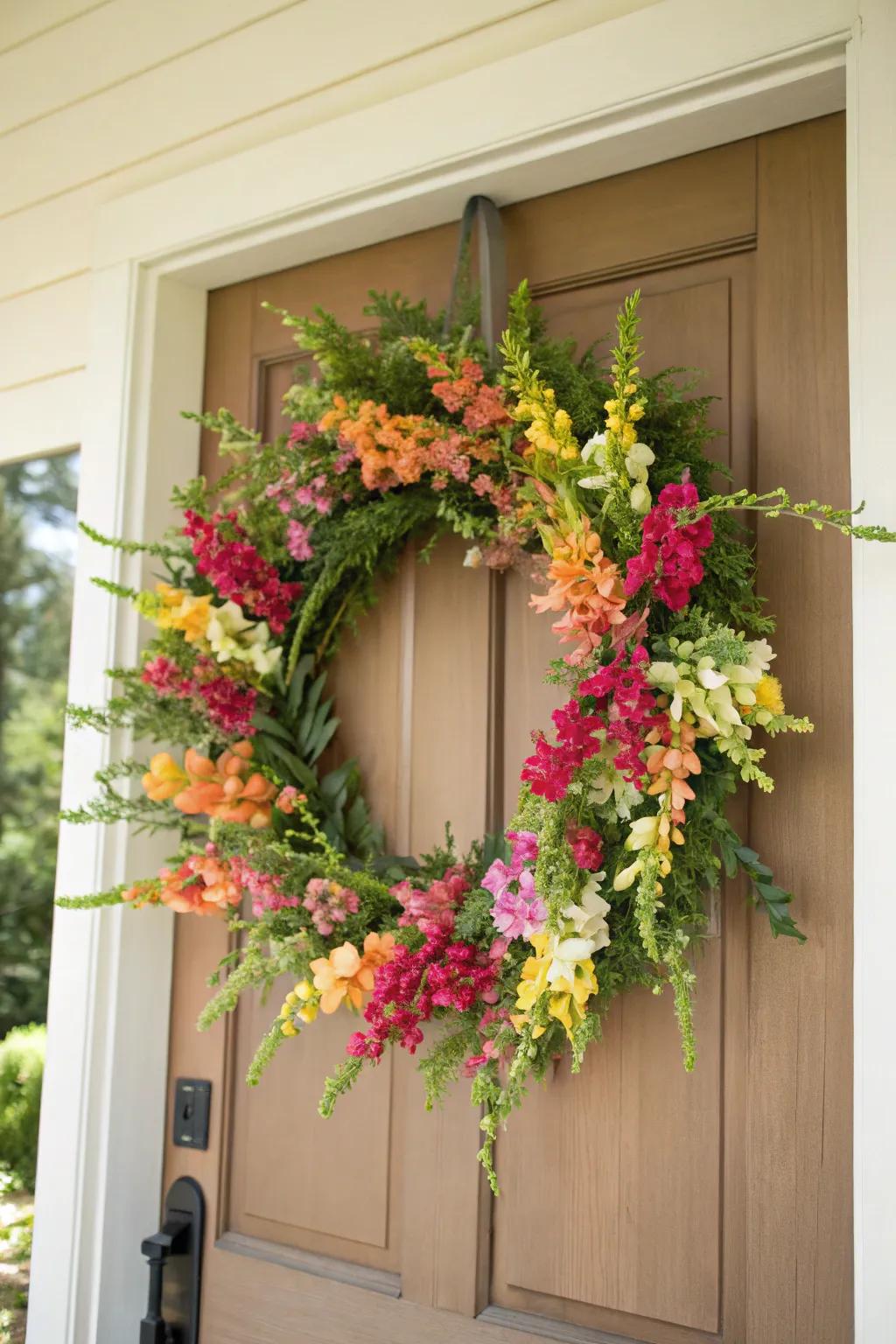 Snapdragons bring seasonal cheer to decorative wreaths.