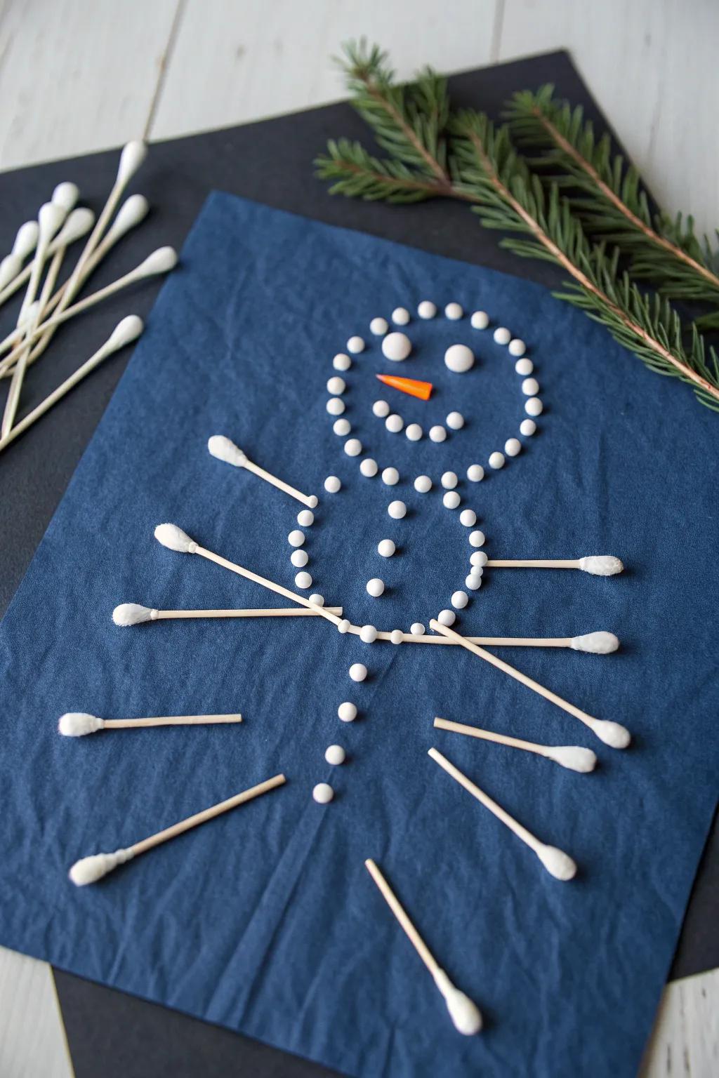 Crafted with Love: A Minimalist Q-Tip Snowman for Cozy, Creative Fun!