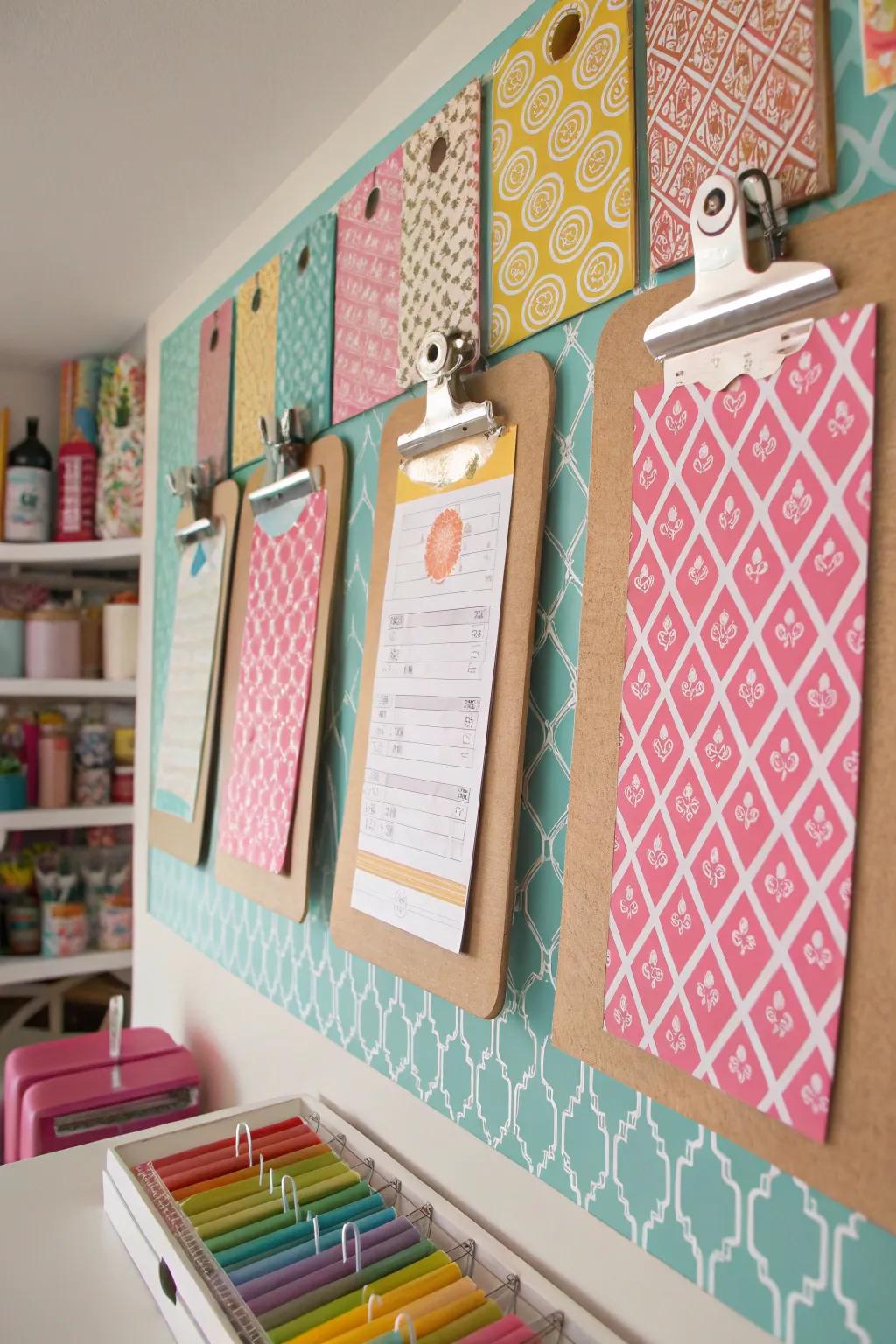 DIY clipboards offer a fun and artistic way to store stencils.