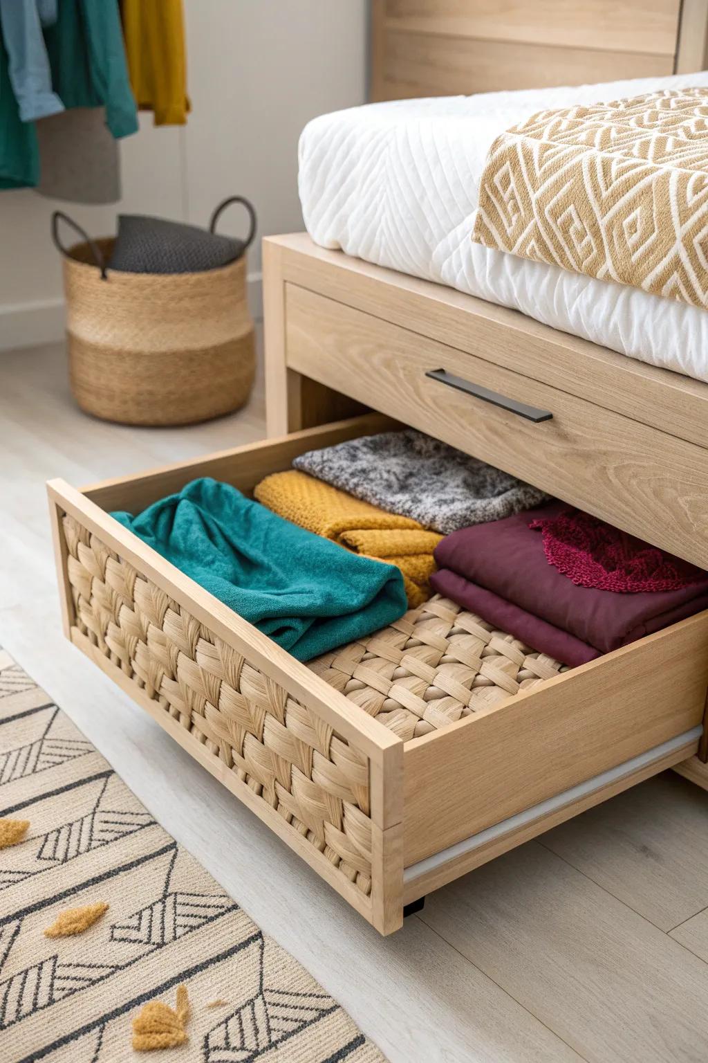Effortless organization with a touch of Scandinavian charm—store your seasonal favorites stylishly under the bed.