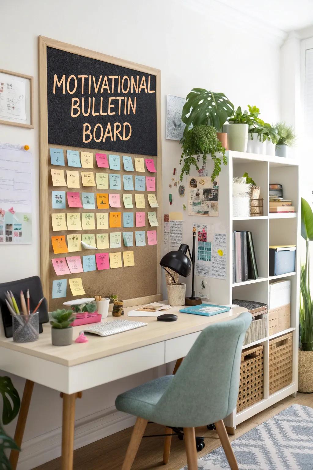 Stay positive and focused with a motivational bulletin board.