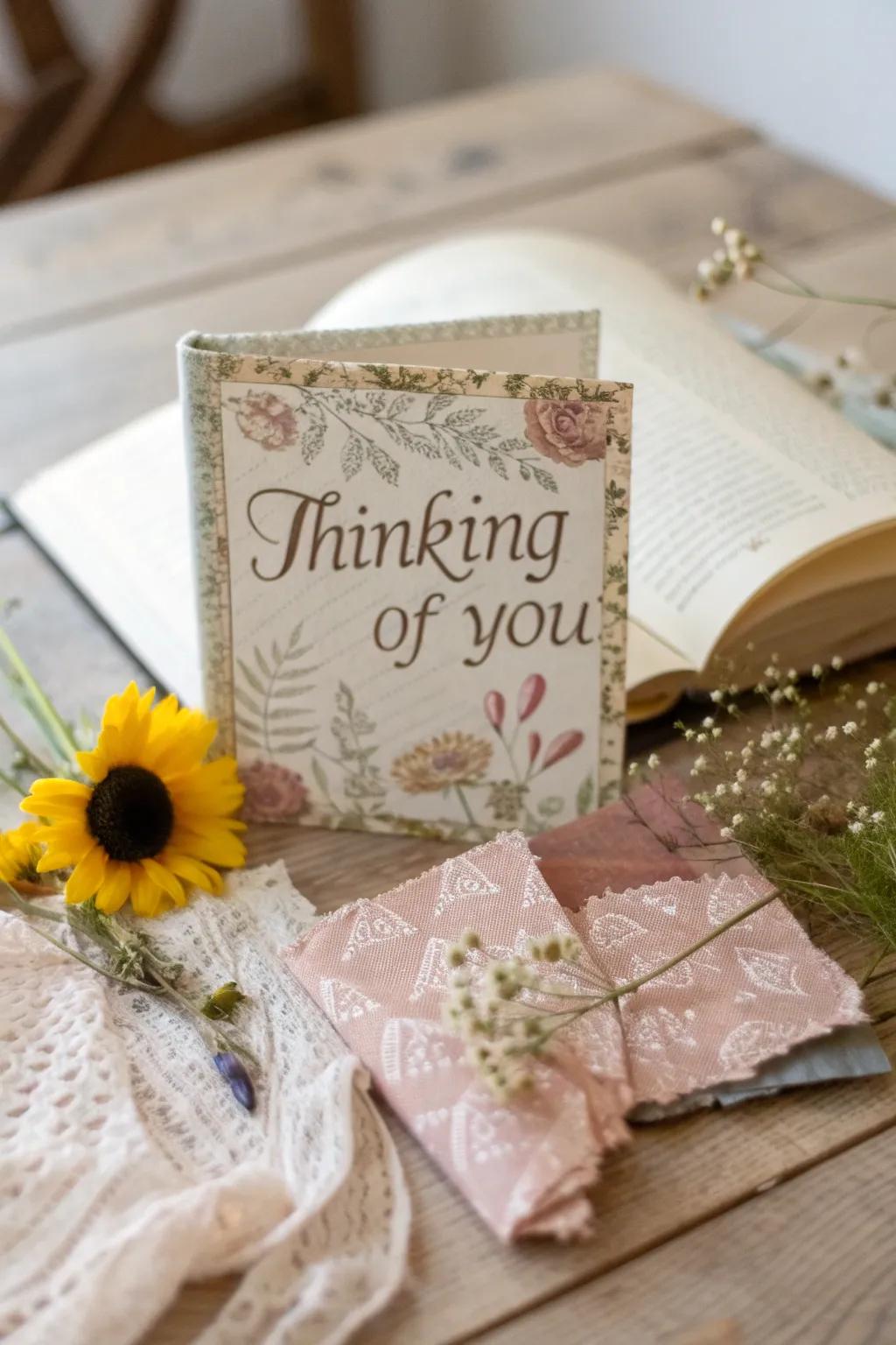 Transform nostalgia into artistry with upcycled 'Thinking of You' cards—where old stories create new connections.