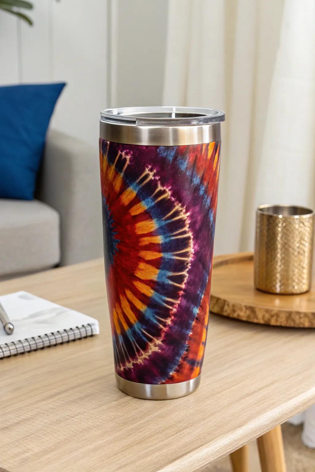 Elevate your style with this Metallic Magic tie-dye tumbler, where vibrant colors meet luxurious metallic accents.