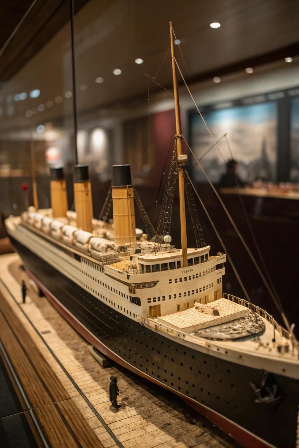 Step back in time with this sepia-toned Titanic diorama, where craftsmanship meets nostalgia.