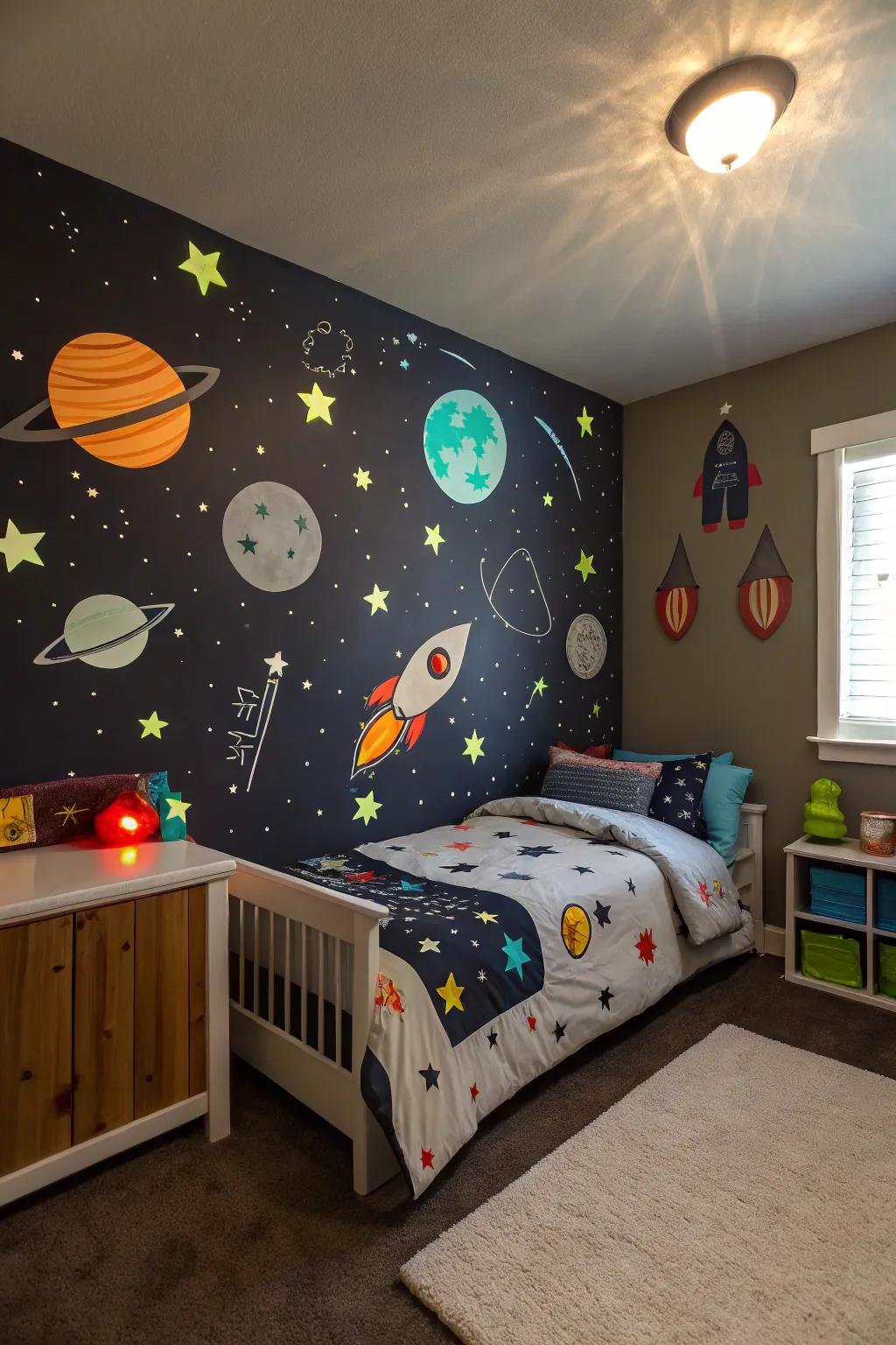 Reach for the stars with a space-themed room.