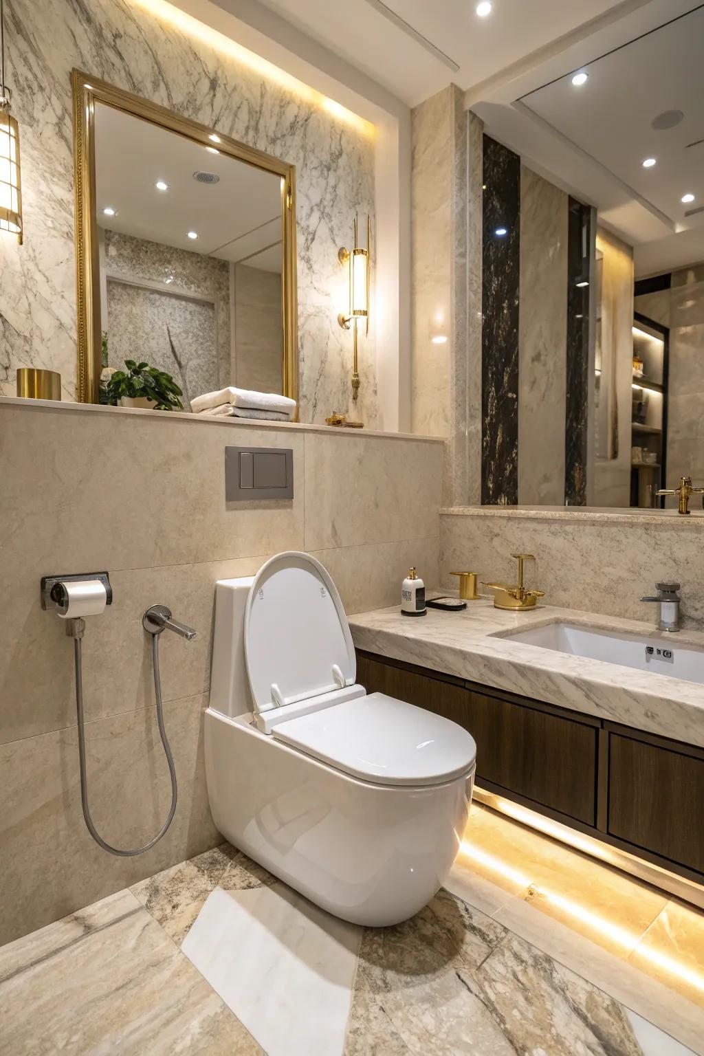 Built-in bidets enhance hygiene and add a touch of luxury.