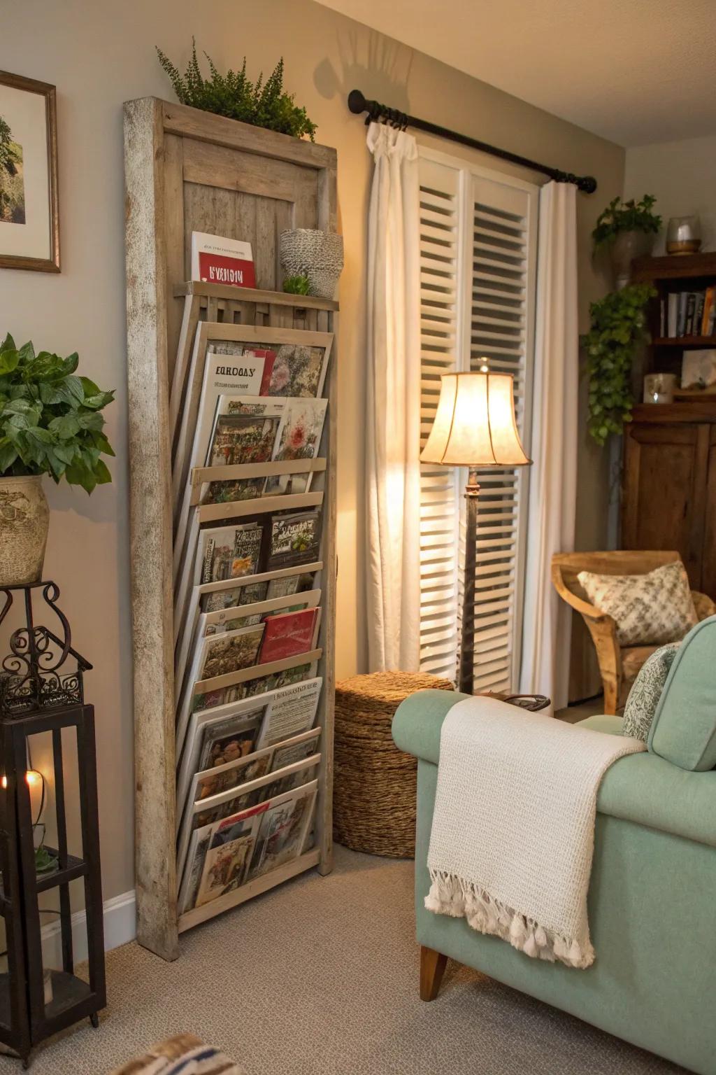 Organize your reads with a shutter magazine rack.