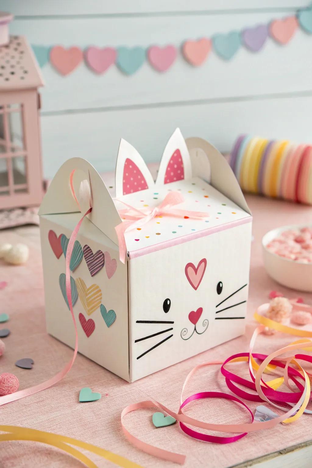 A cute kitty cat Valentine box perfect for cat lovers.