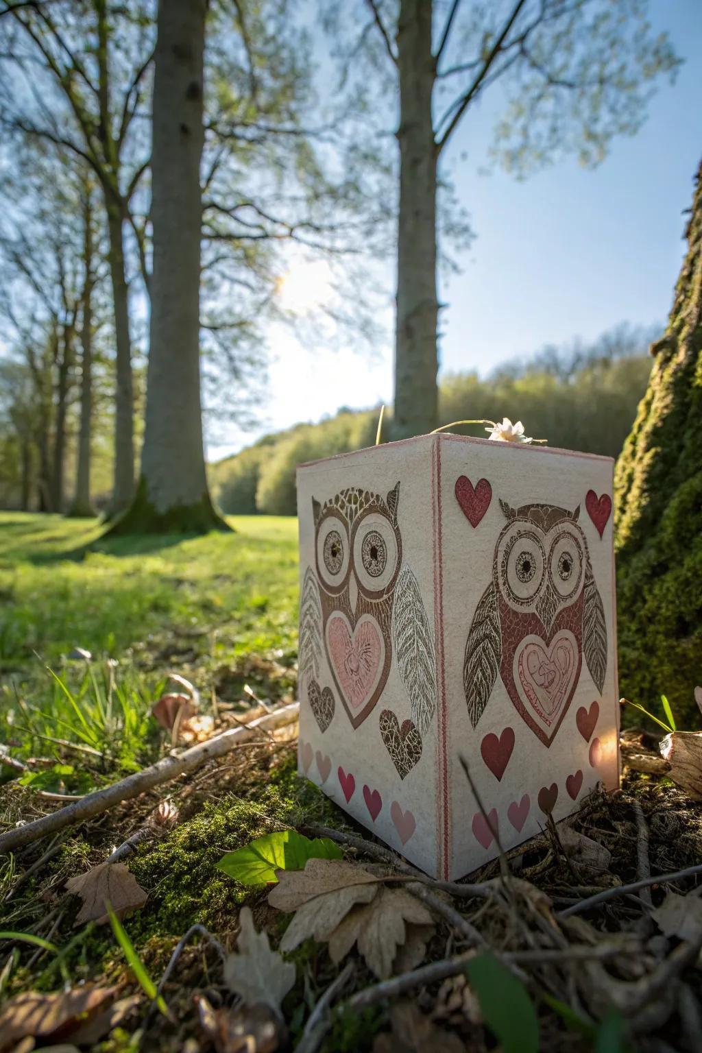 A wise owl box that combines charm and wisdom for Valentine's Day.