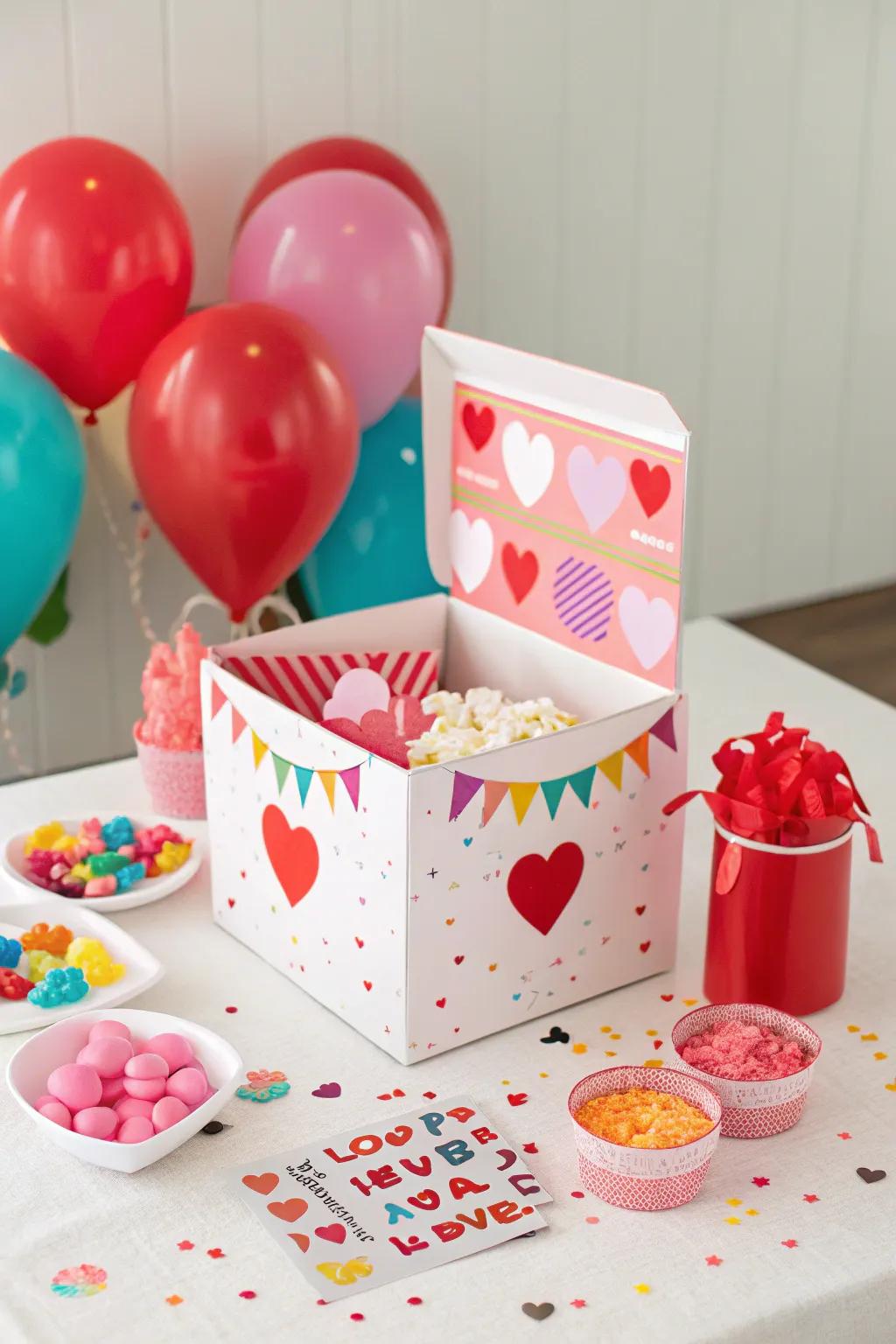 Surprise and delight with a pop-up box full of playful elements.