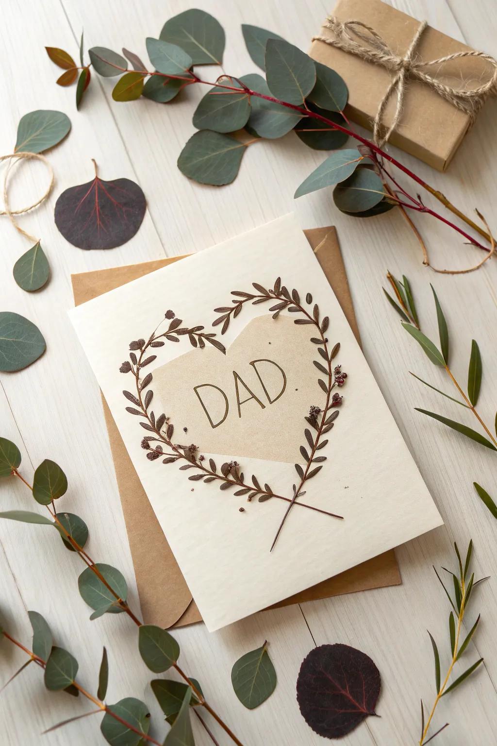 Capture Dad's heart with a nature-inspired Valentine's Day card, blending simplicity and natural elegance.