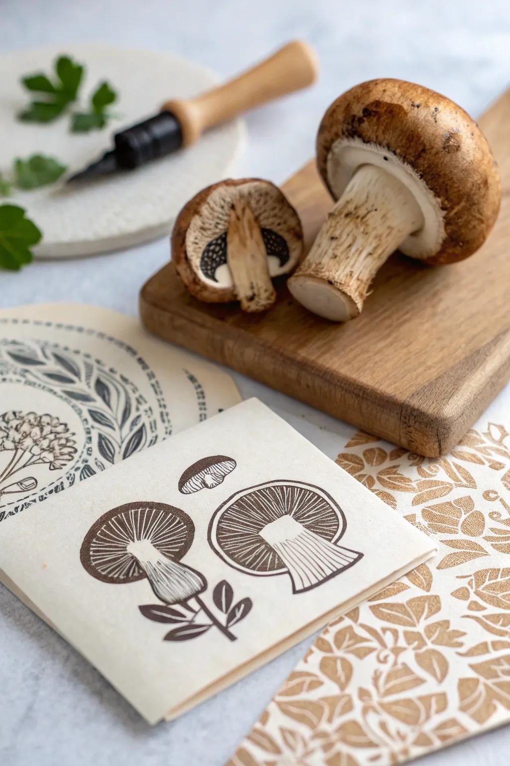 Discover the art of mushroom impressions—where simplicity meets nature's elegance in every stamp.