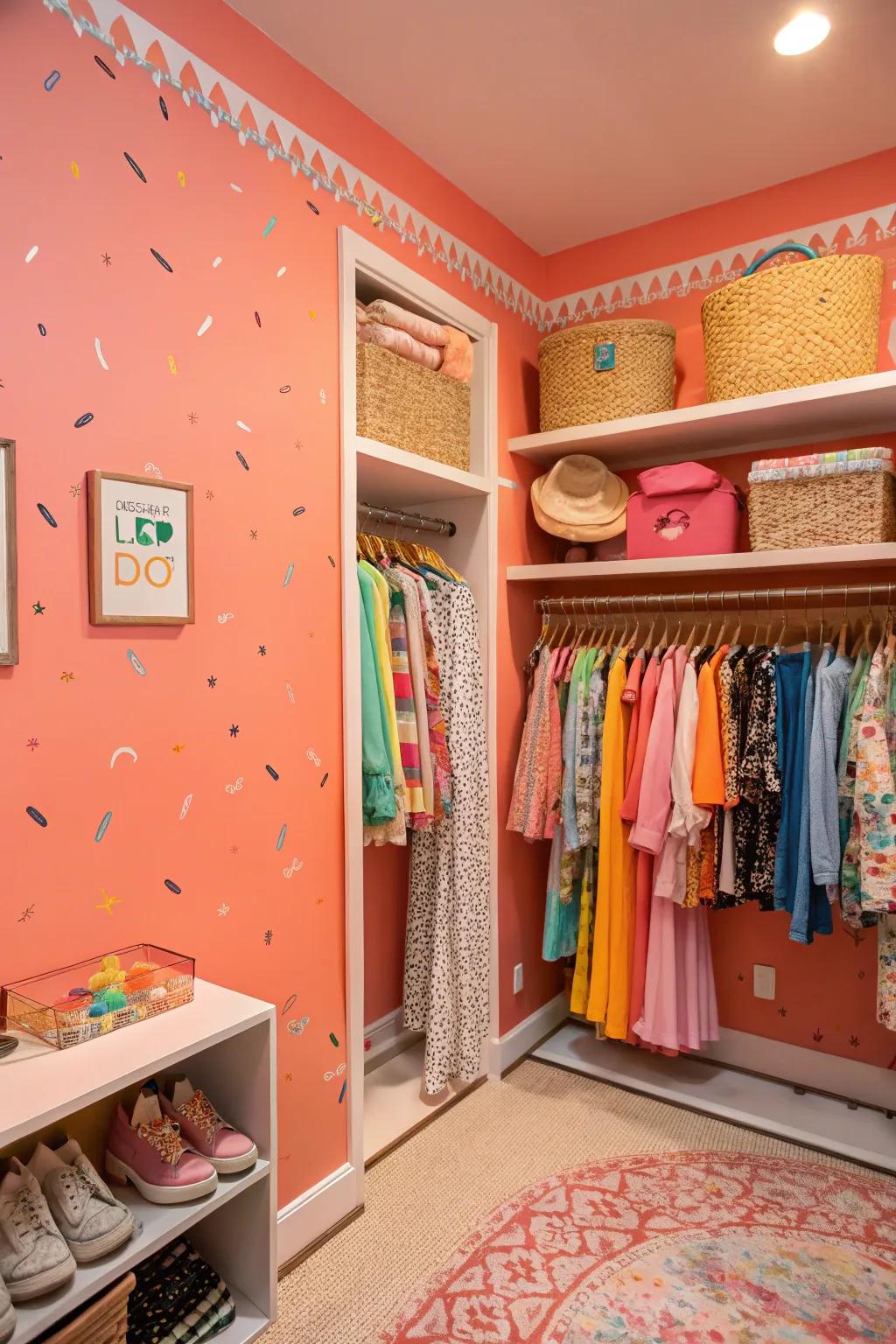 Coral adds personality and zest to your closet space.