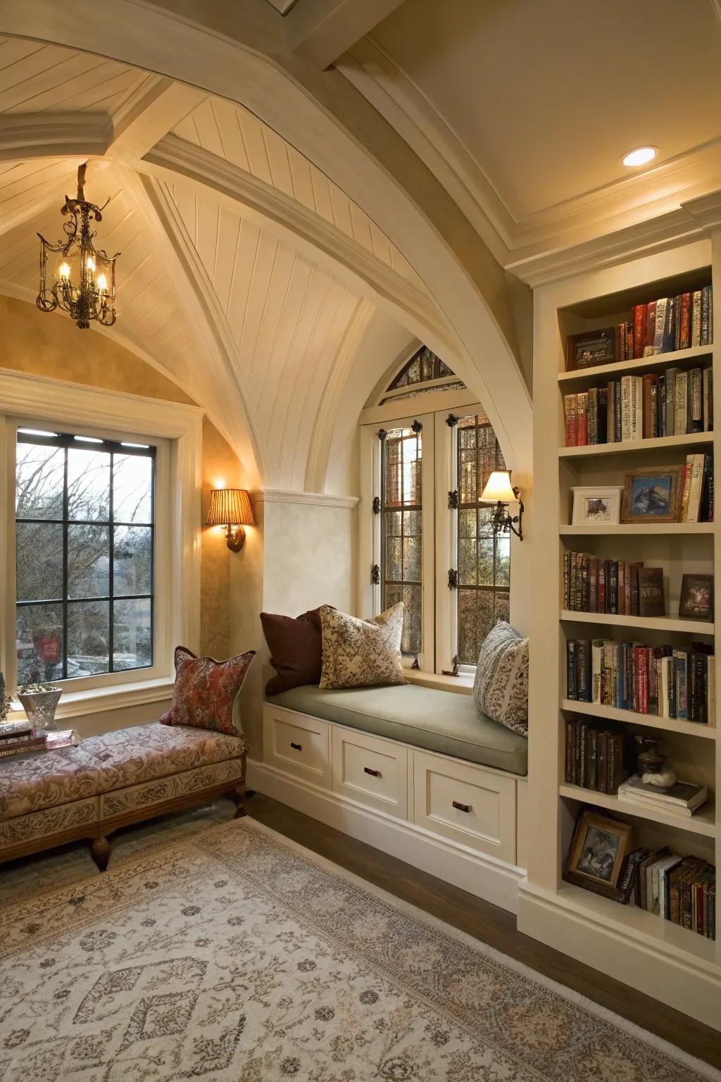 A reading nook adds charm and functionality to living spaces.