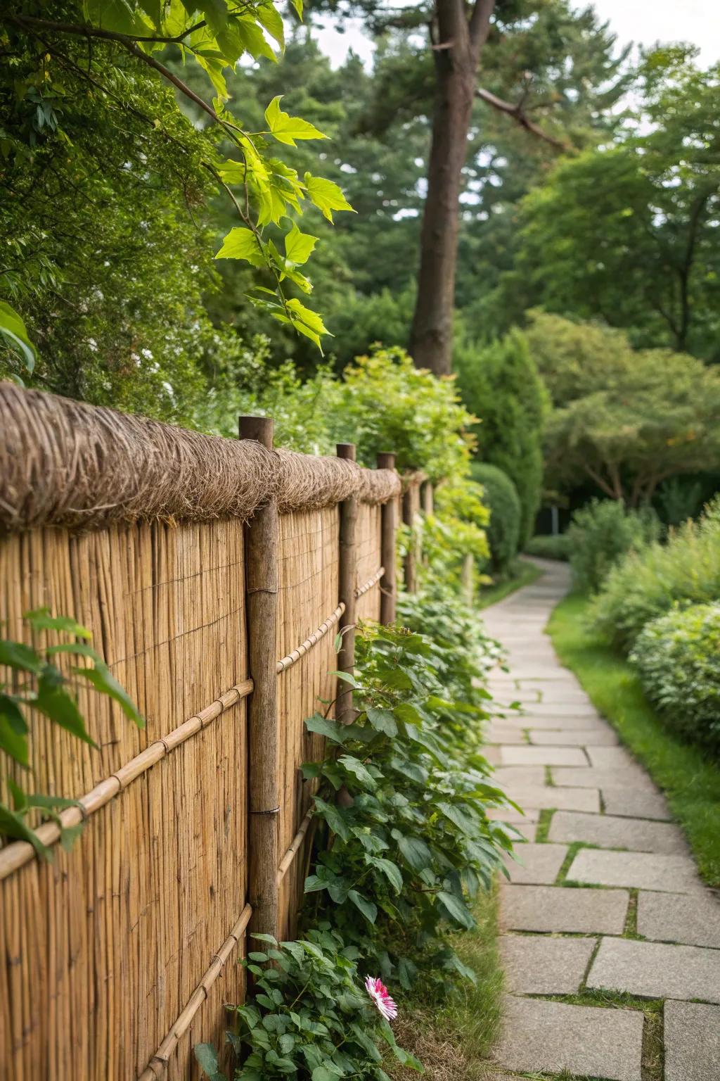 Reed roll topper providing a natural and rustic look.