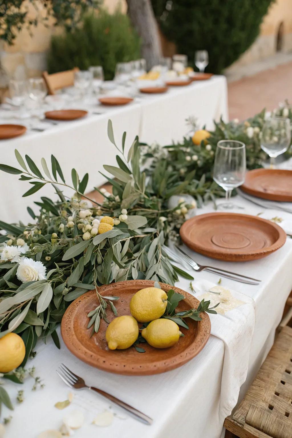 A Mediterranean-inspired wedding table setting full of warmth and charm.