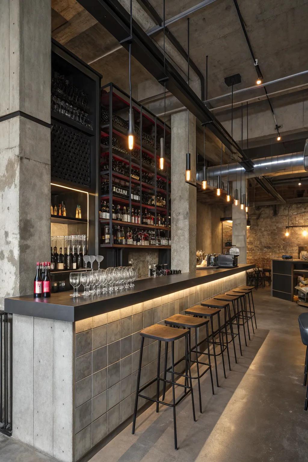 A bold and urban industrial wine bar.