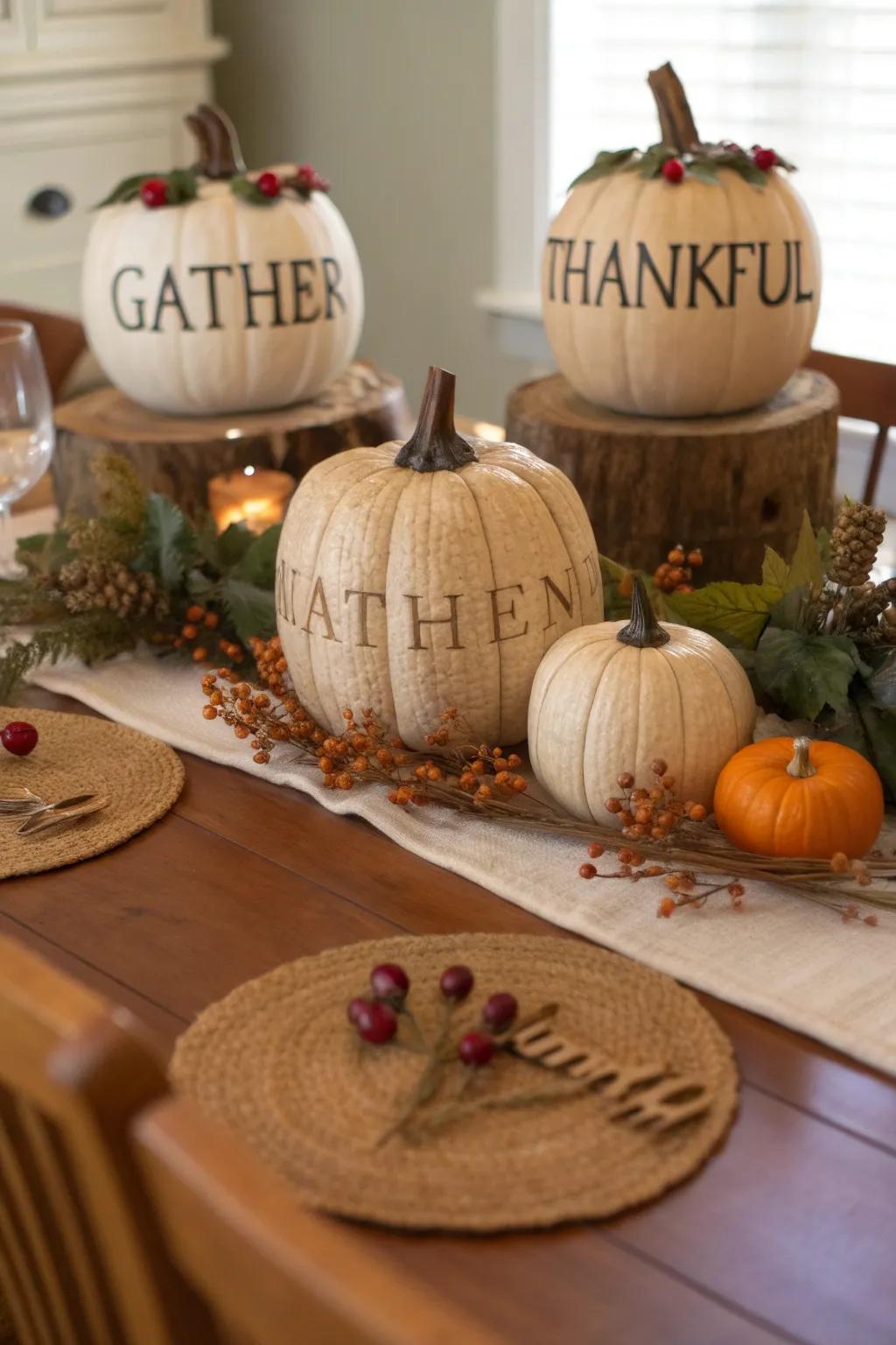 Personalize your pumpkins with stenciled words and quotes.