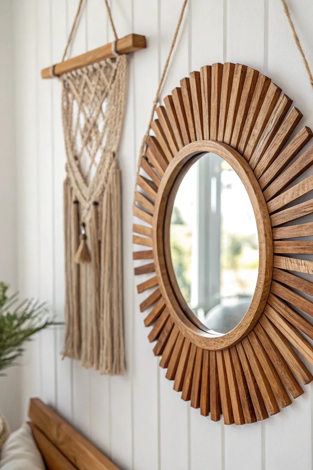 Elevate your space with the rustic charm of a wood slat mirror frame.