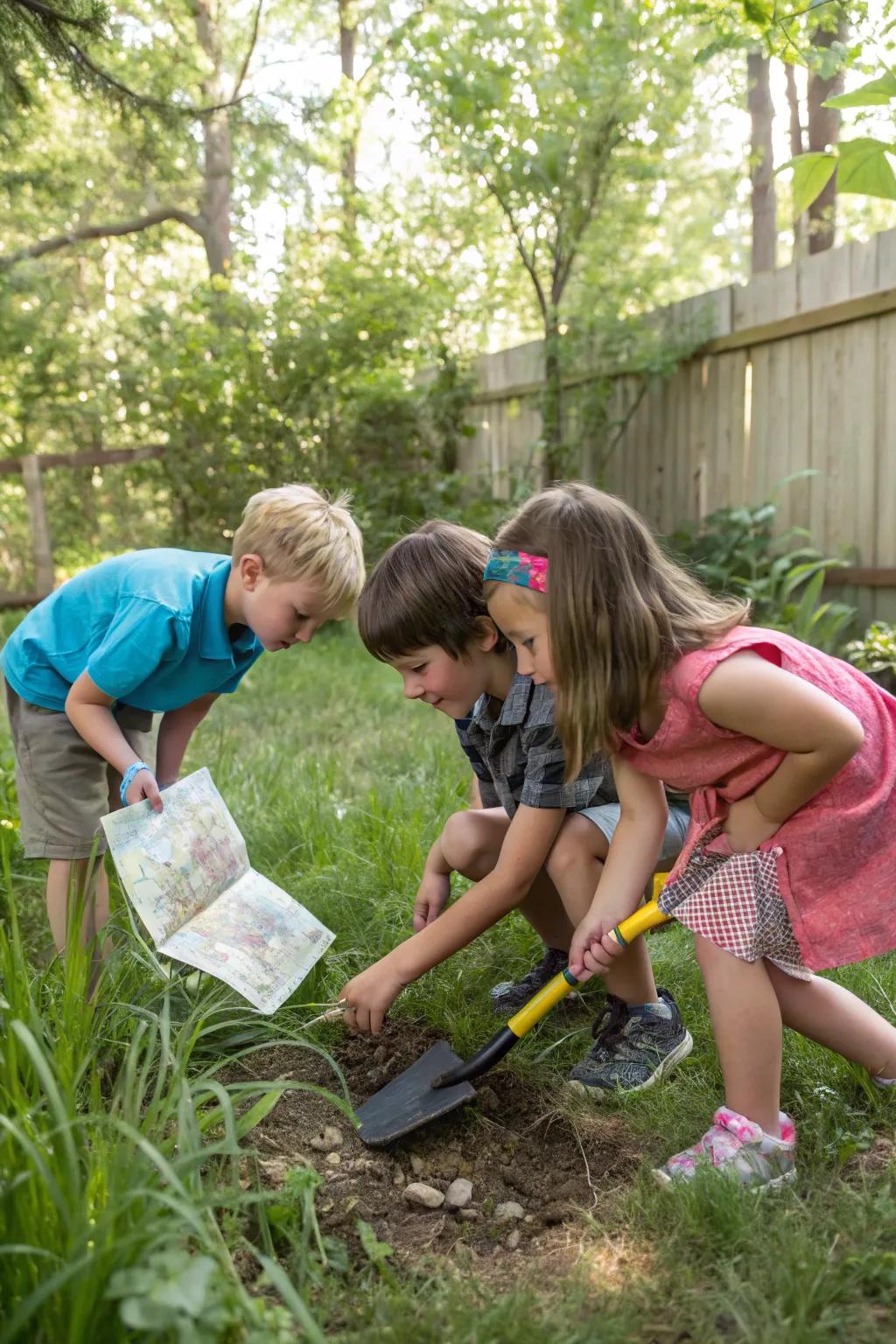 A treasure hunt offers excitement and teamwork for adventurous kids.