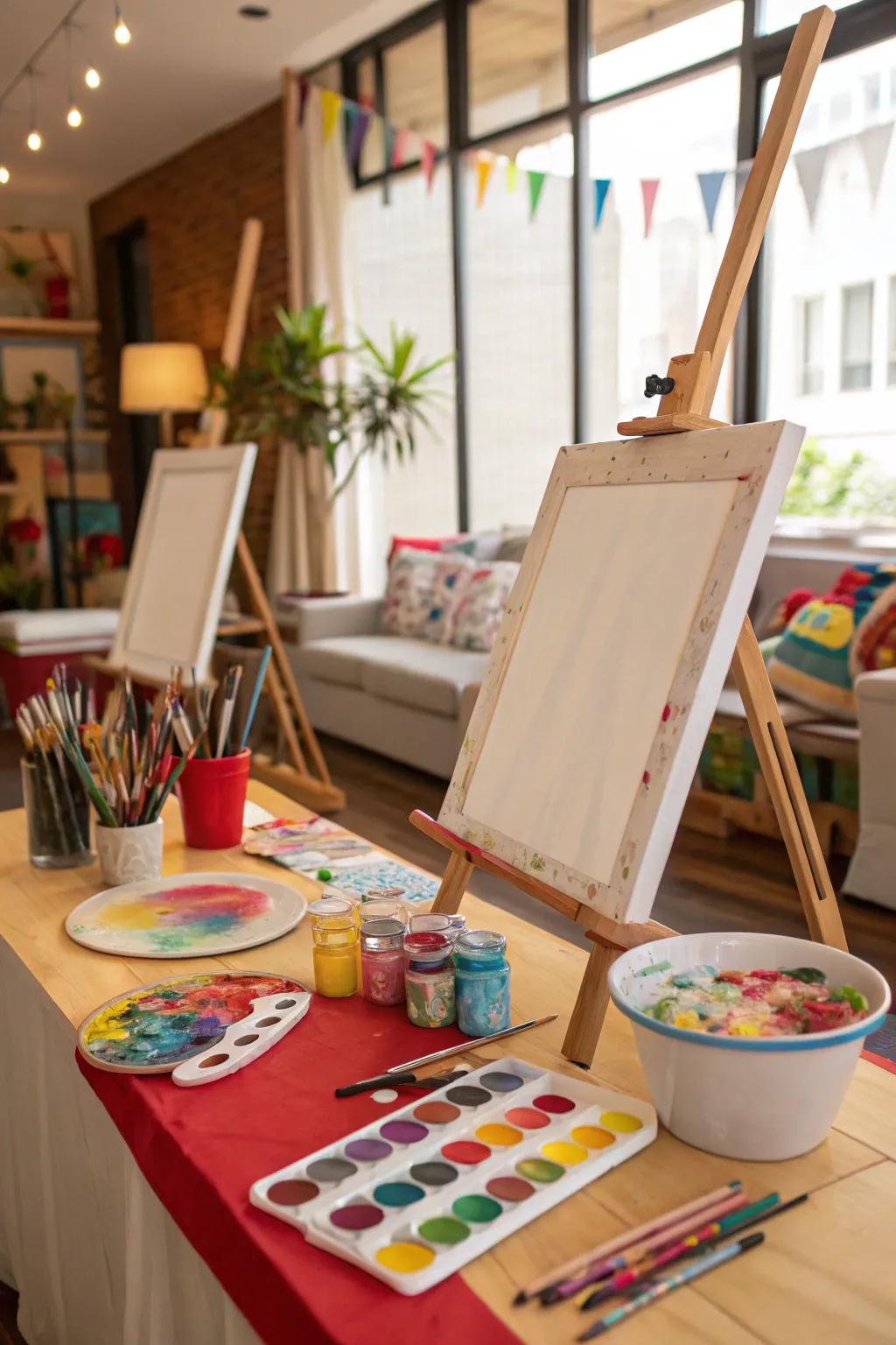 An art-filled birthday party with creative painting activities.