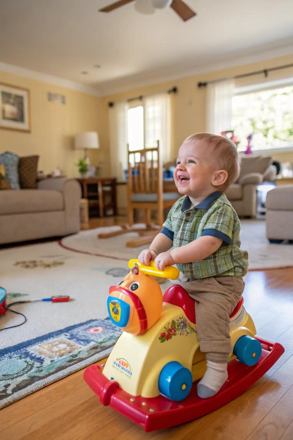 Zoom into adventure with a fun and colorful ride-on toy.