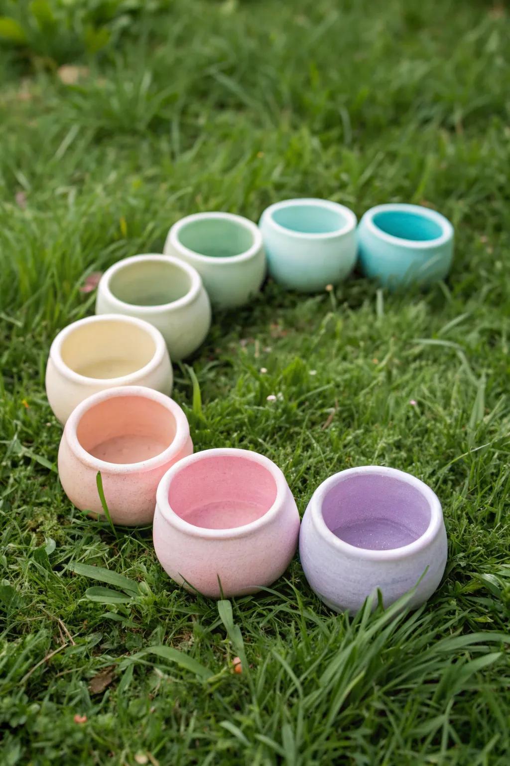 Transform your garden into a work of art with a pastel clay pot color wheel. Embrace simplicity and natural beauty.