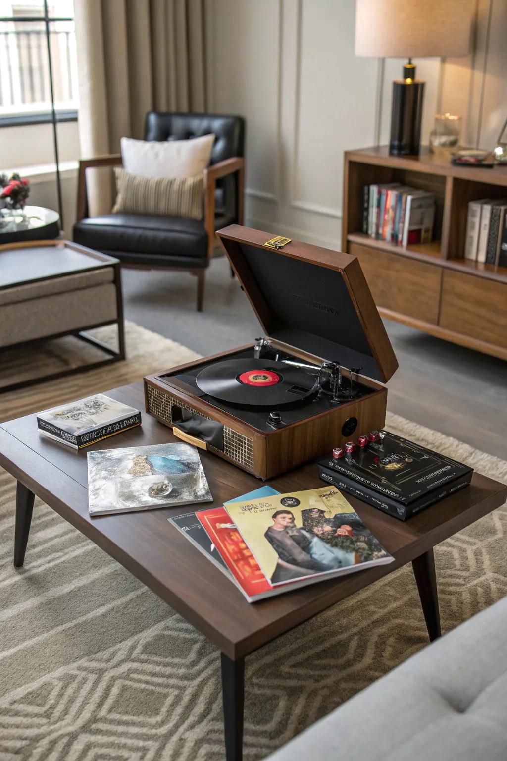 Spin the classics: Vintage record player for music enthusiasts.