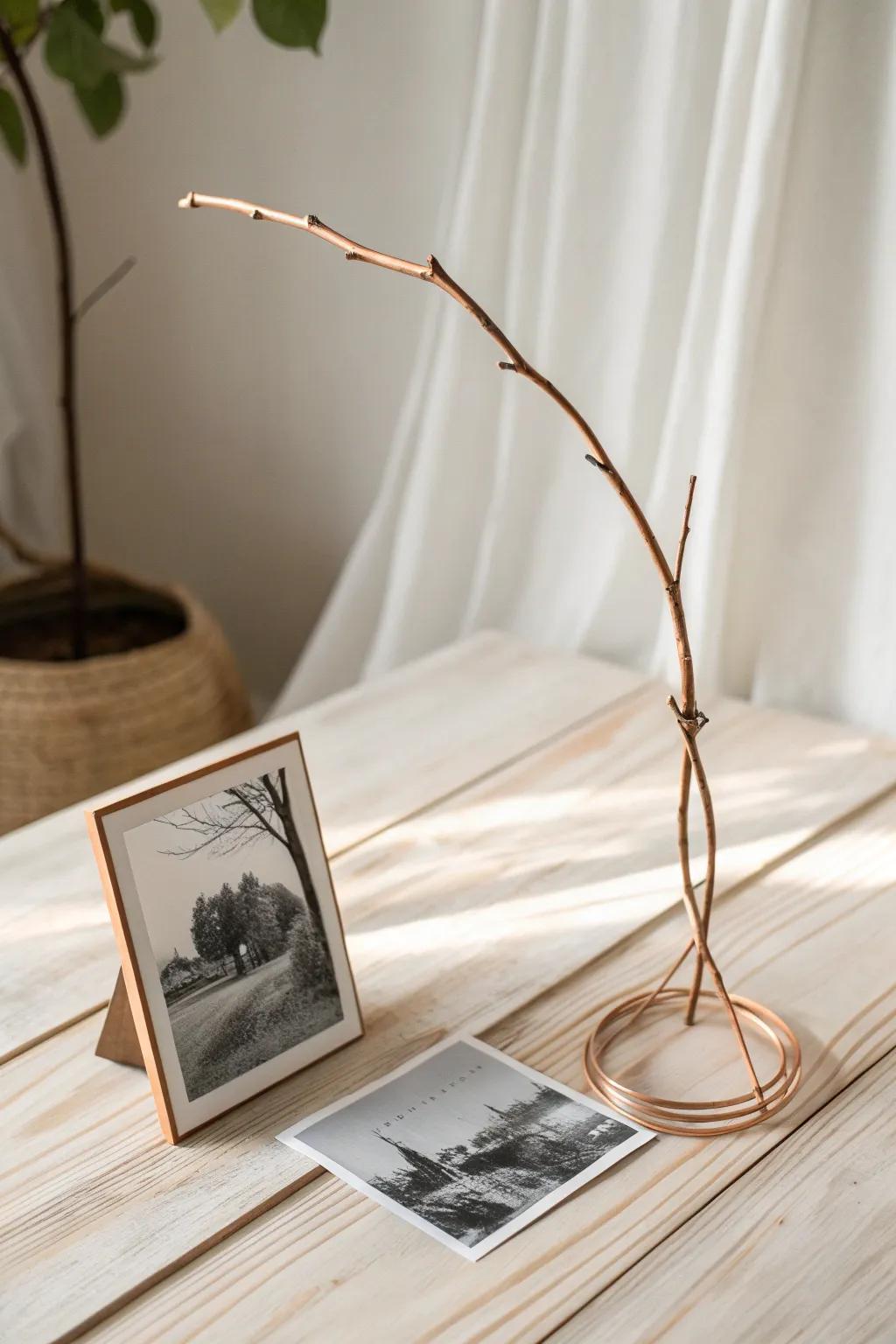 Embrace nature's simplicity with this elegant twig photo holder – a perfect blend of rustic charm and minimalist design.