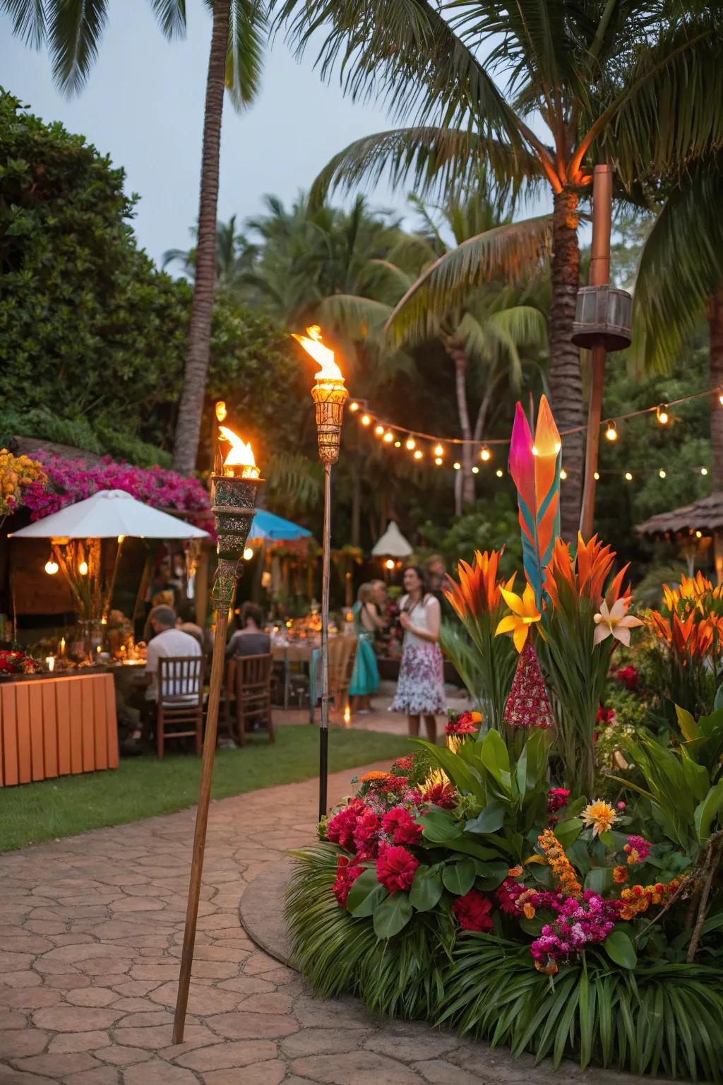 A tropical theme brings a vibrant and festive atmosphere.