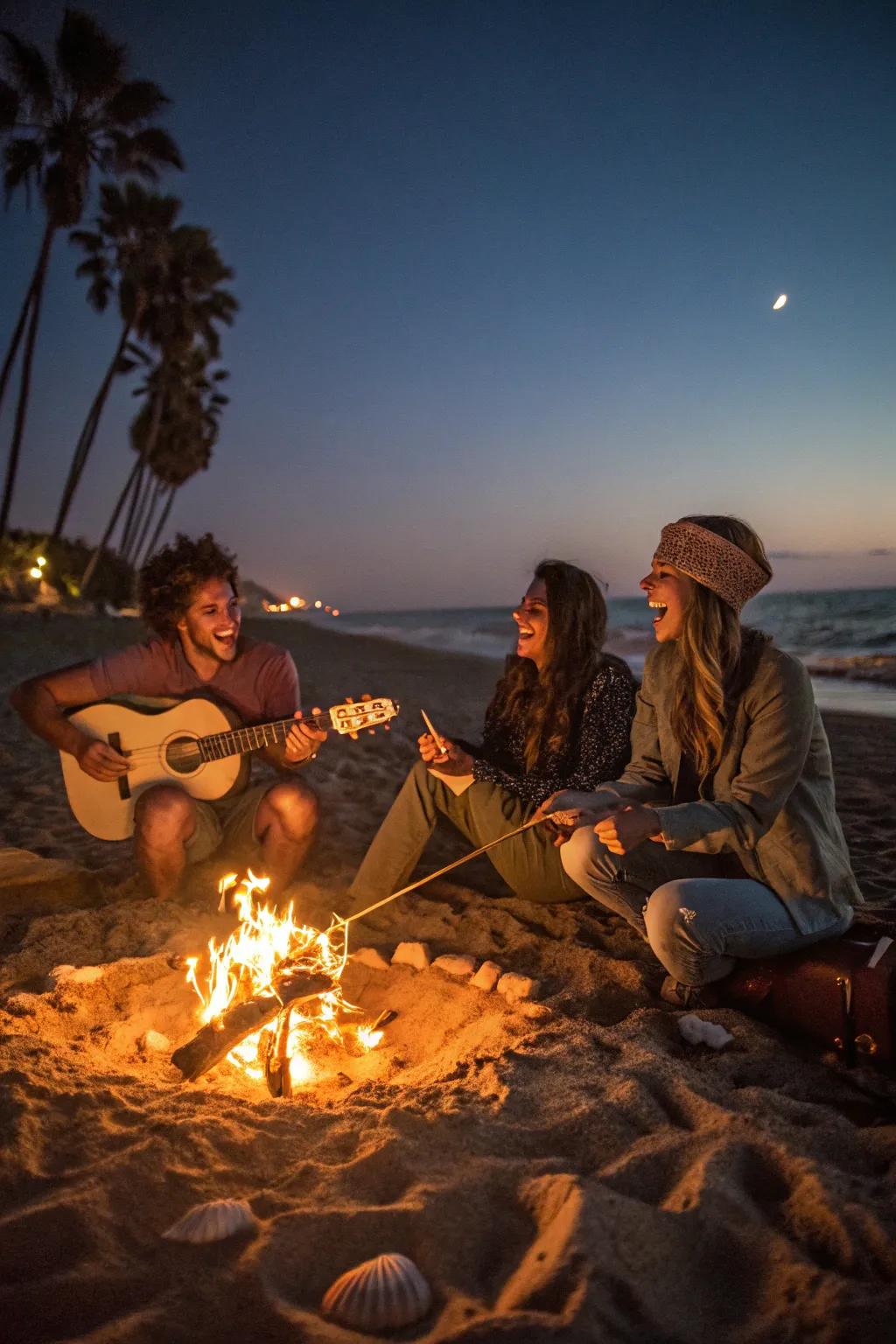 A beach bonfire bash offers a relaxed and magical setting for celebration.