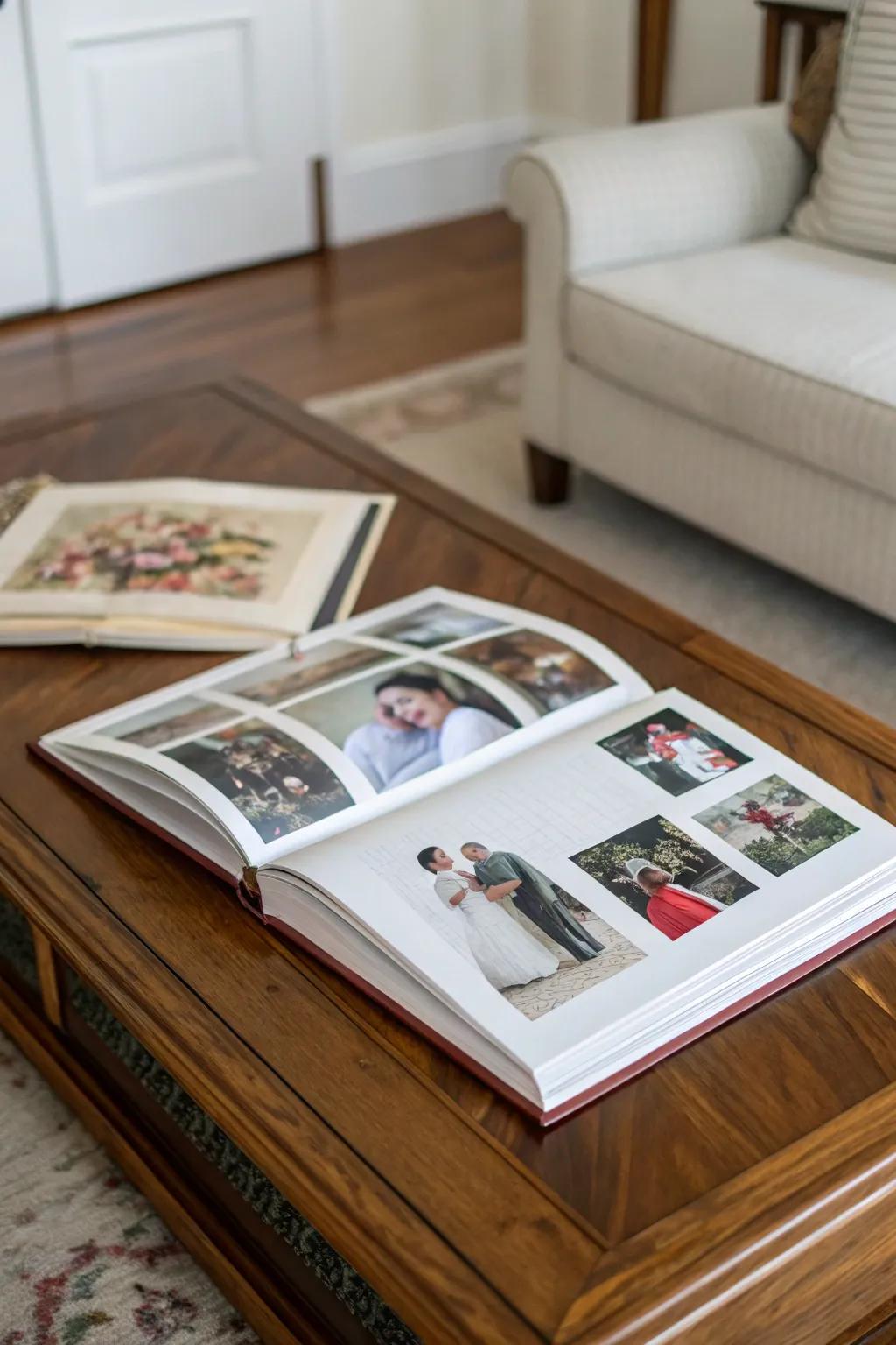 A custom photo album captures cherished memories beautifully.