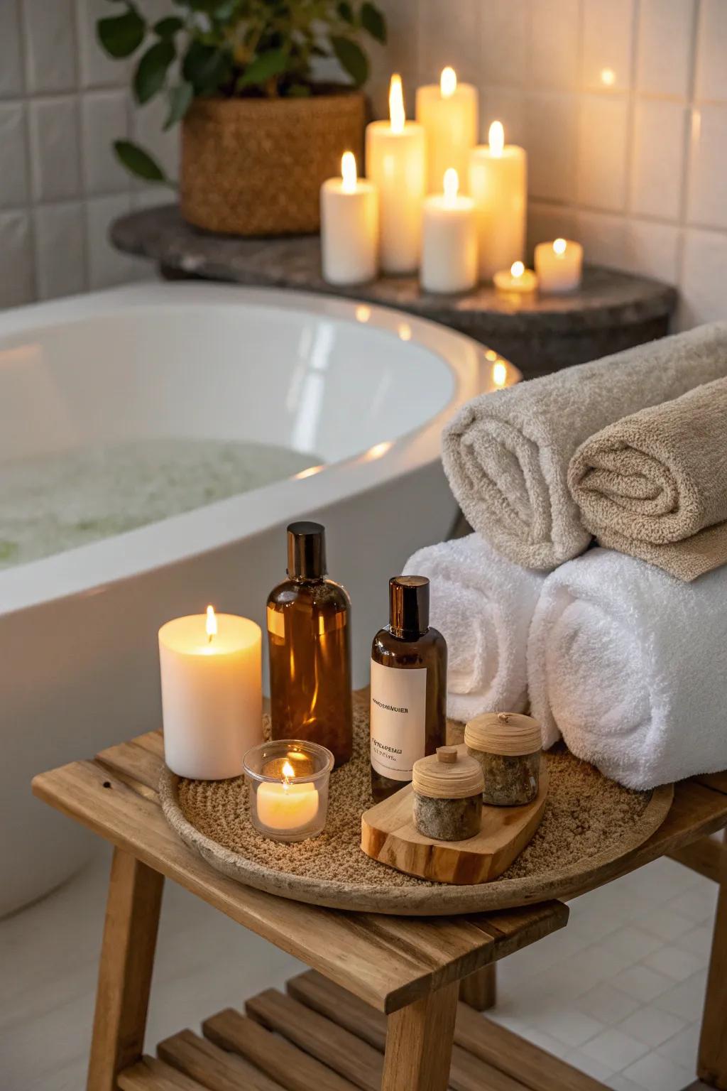 A tranquil home spa setup for ultimate relaxation.