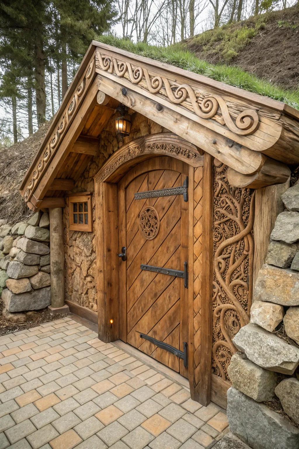Discover the art of woodworking with this stunning above-ground root cellar, where craftsmanship meets functionality.
