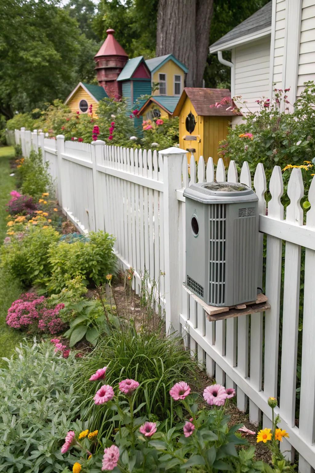 Birdhouse fences add charm and attract wildlife.