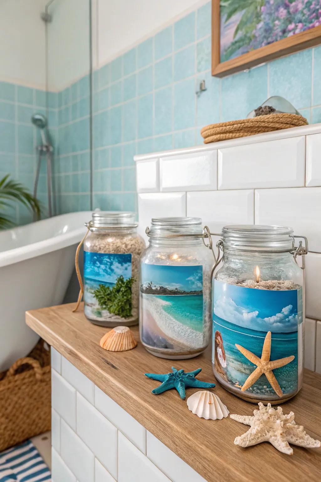 Ocean-themed jars bringing the sea indoors.