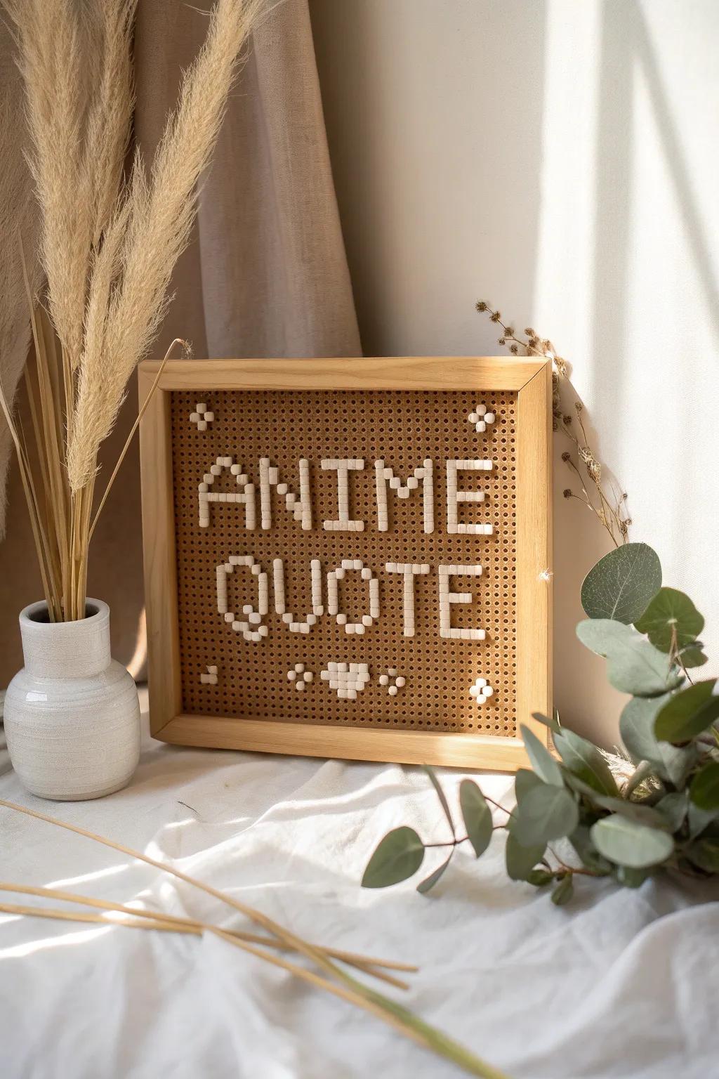 Transform your favorite anime quotes into stunning perler bead plaques that inspire and captivate.