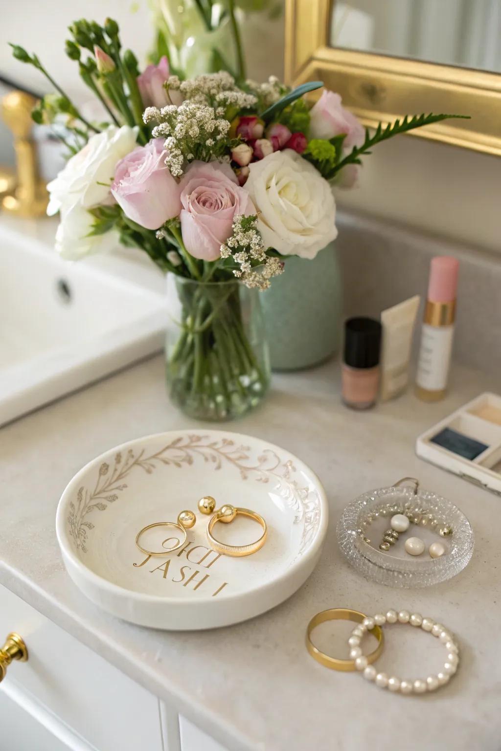 Keep their treasures safe with a personalized jewelry dish