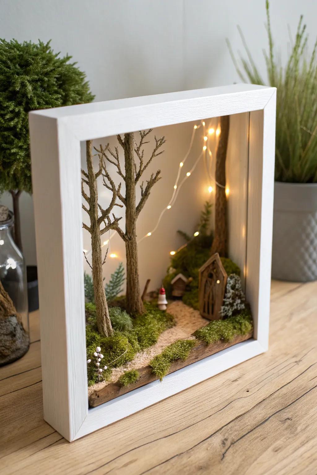 Discover the magic of miniature worlds with a serene forest glade diorama, where simplicity meets enchantment. 🌿✨