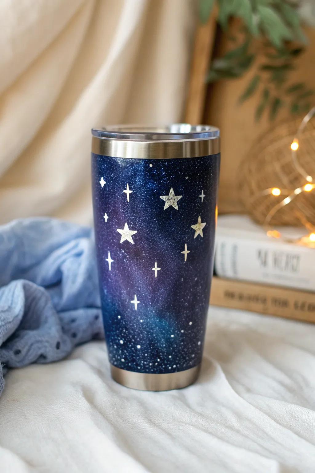 Take a sip from the stars with this galaxy-inspired tumbler, where craftsmanship meets cosmic charm.