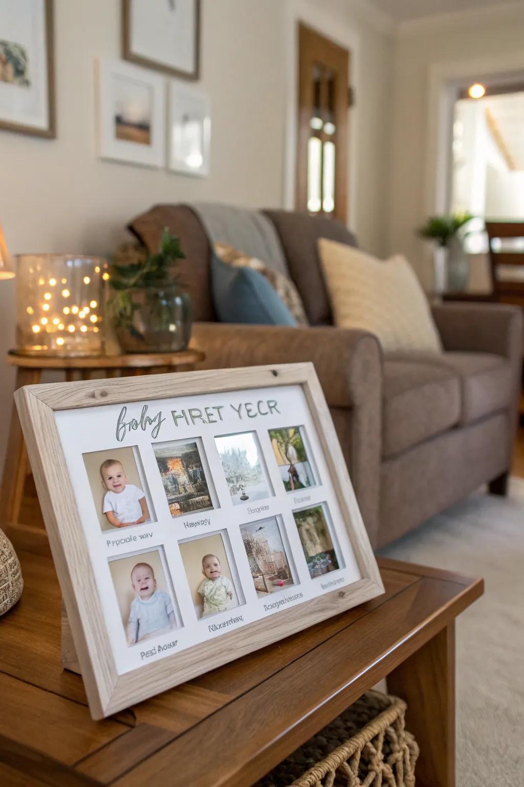 A first year frame is a cherished way to document a baby’s growth month by month.