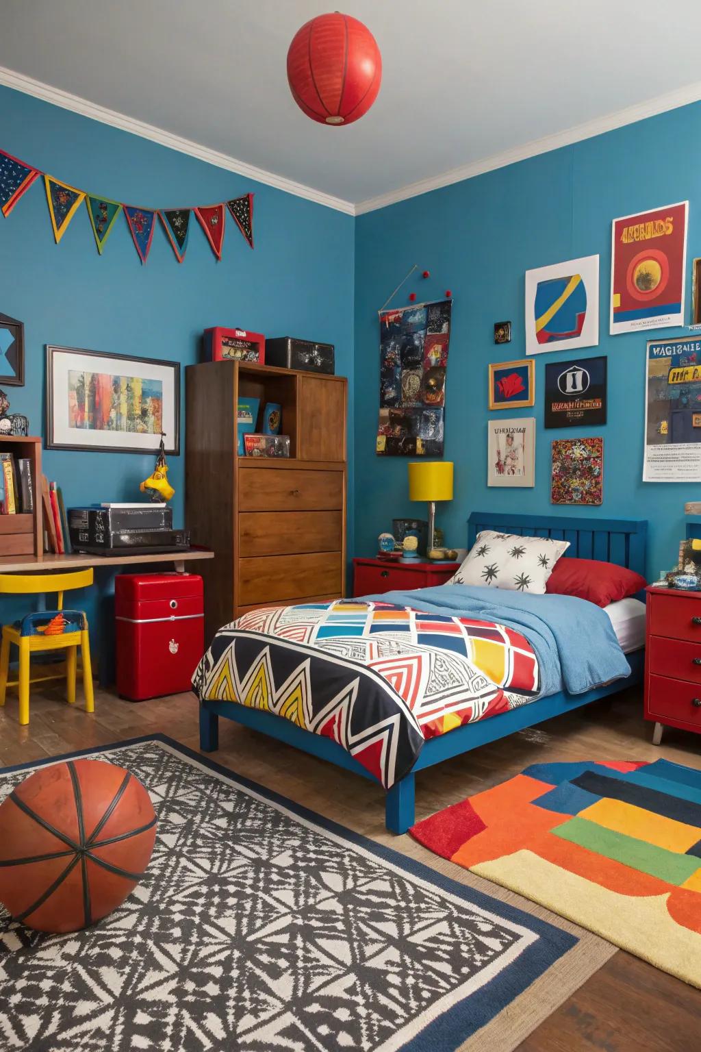 Bold colors bring energy and vibrancy to your bachelor pad