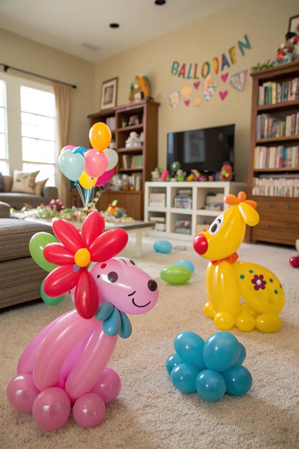 Delight guests with playful balloon animal sculptures.