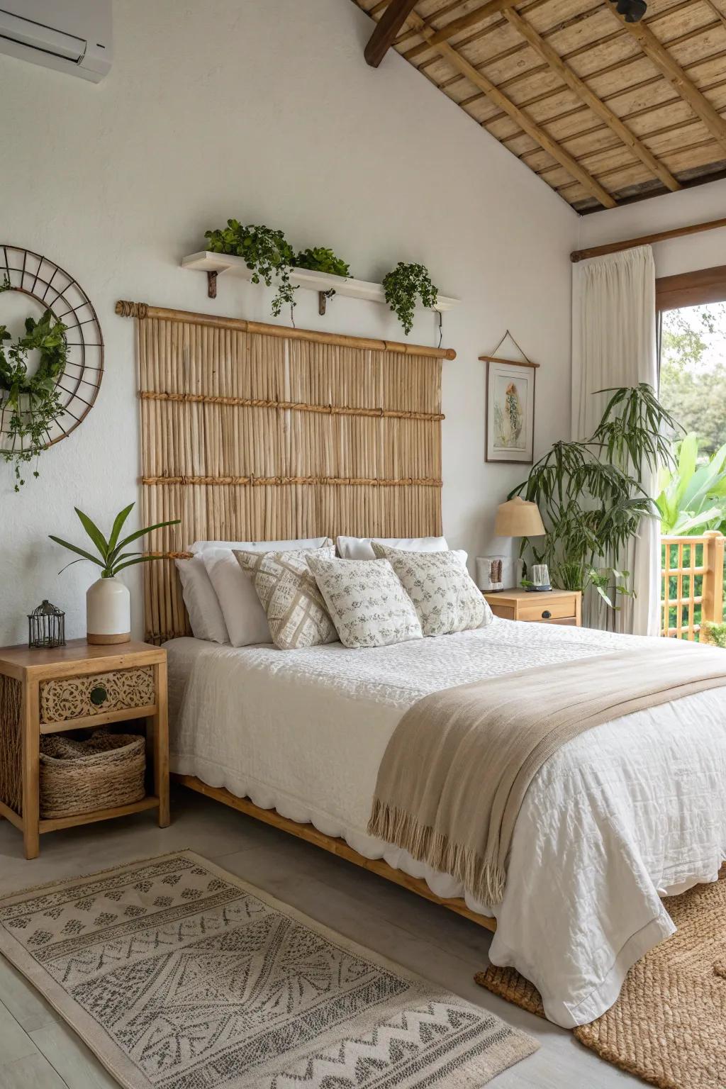 Bamboo headboards make a stylish statement in any bedroom.