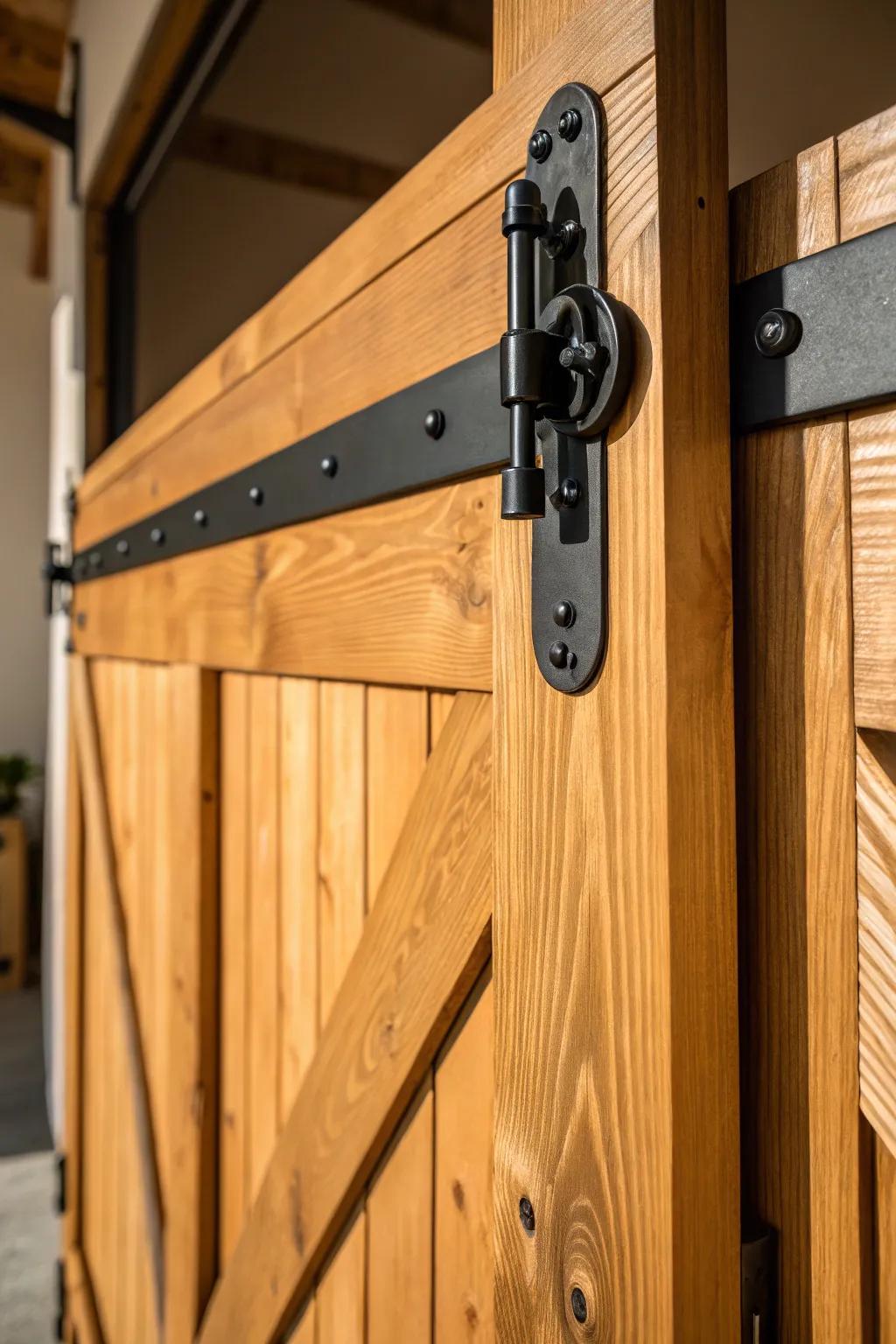Transform your space with the bold elegance of black painted barn door hardware.