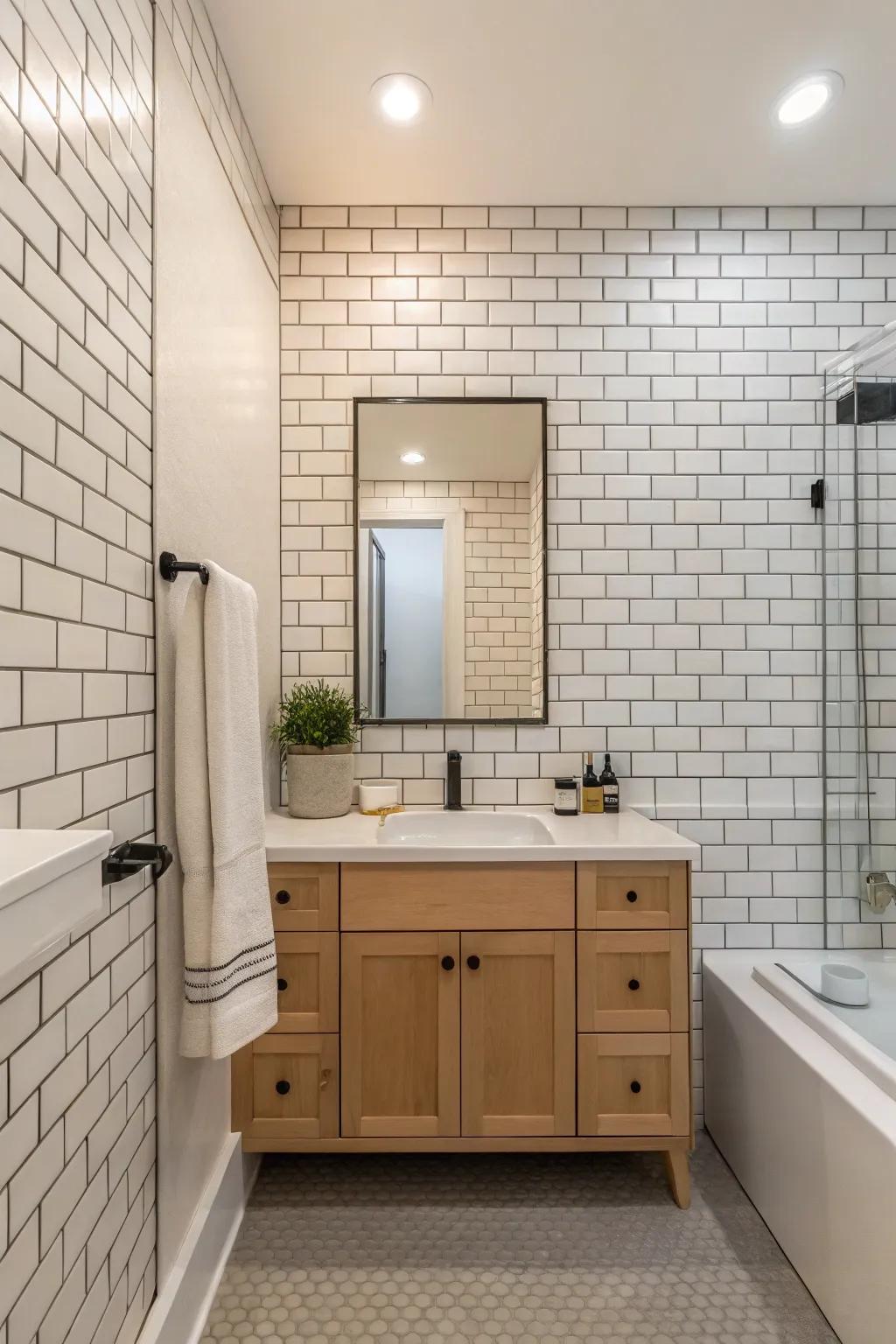 Small-scale subway tiles offer a unique twist on a classic.