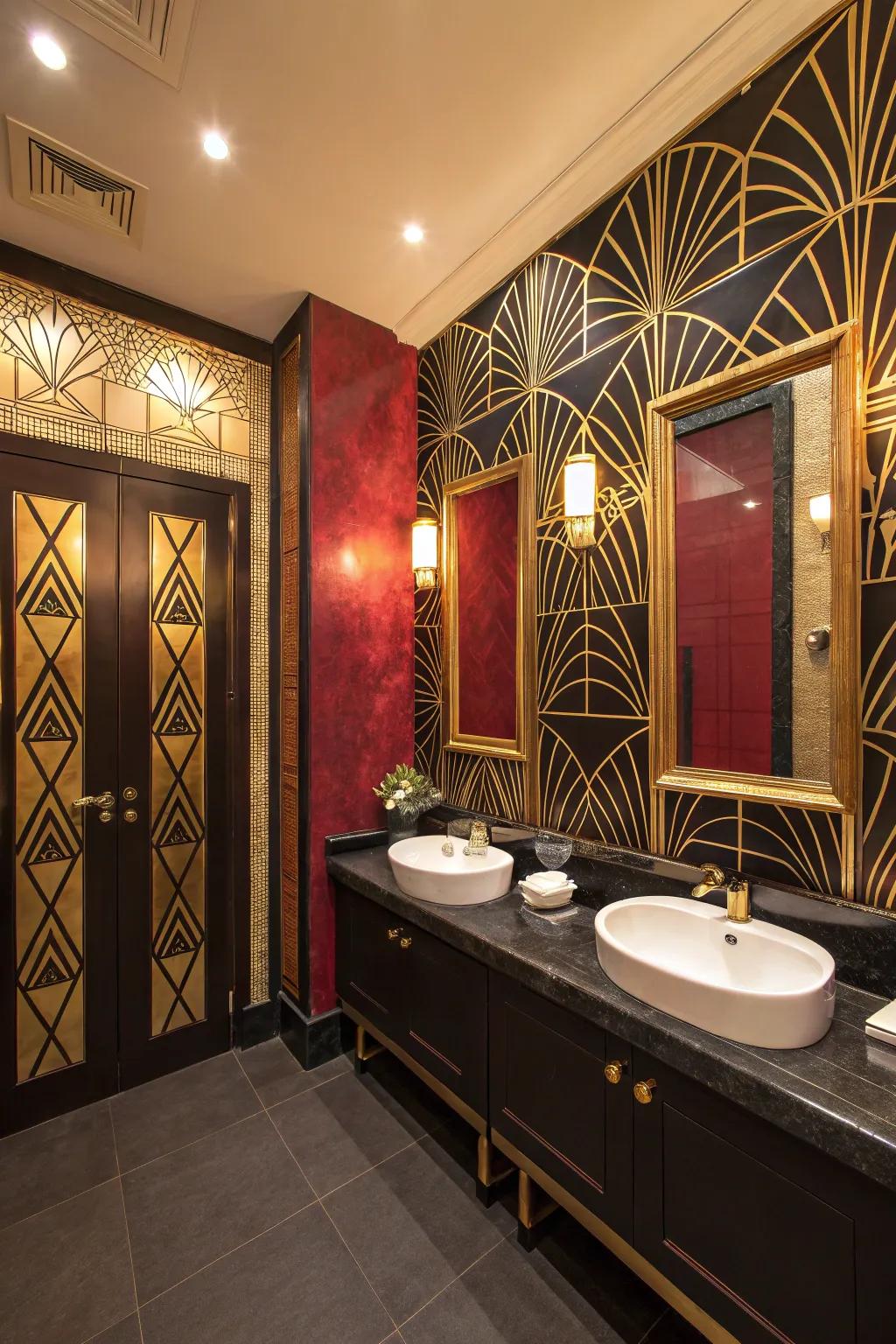 Art Deco decals add a glamorous touch to your bathroom.