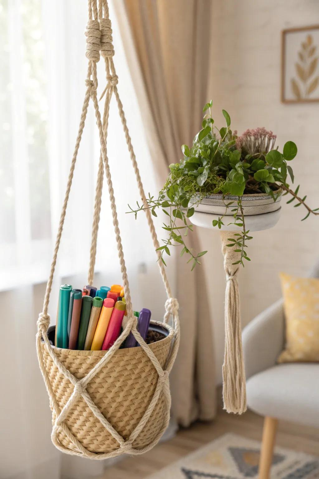 Elevate your organization game with a touch of Bohemian charm—store your markers in style!